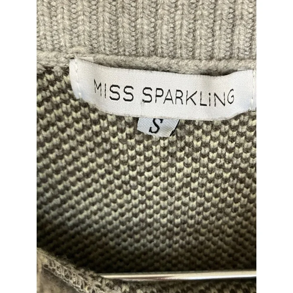 Miss Sparkling Graphic Smiley Face Distressed Hem Sweater Women’s Small Gray - Picture 3 of 8